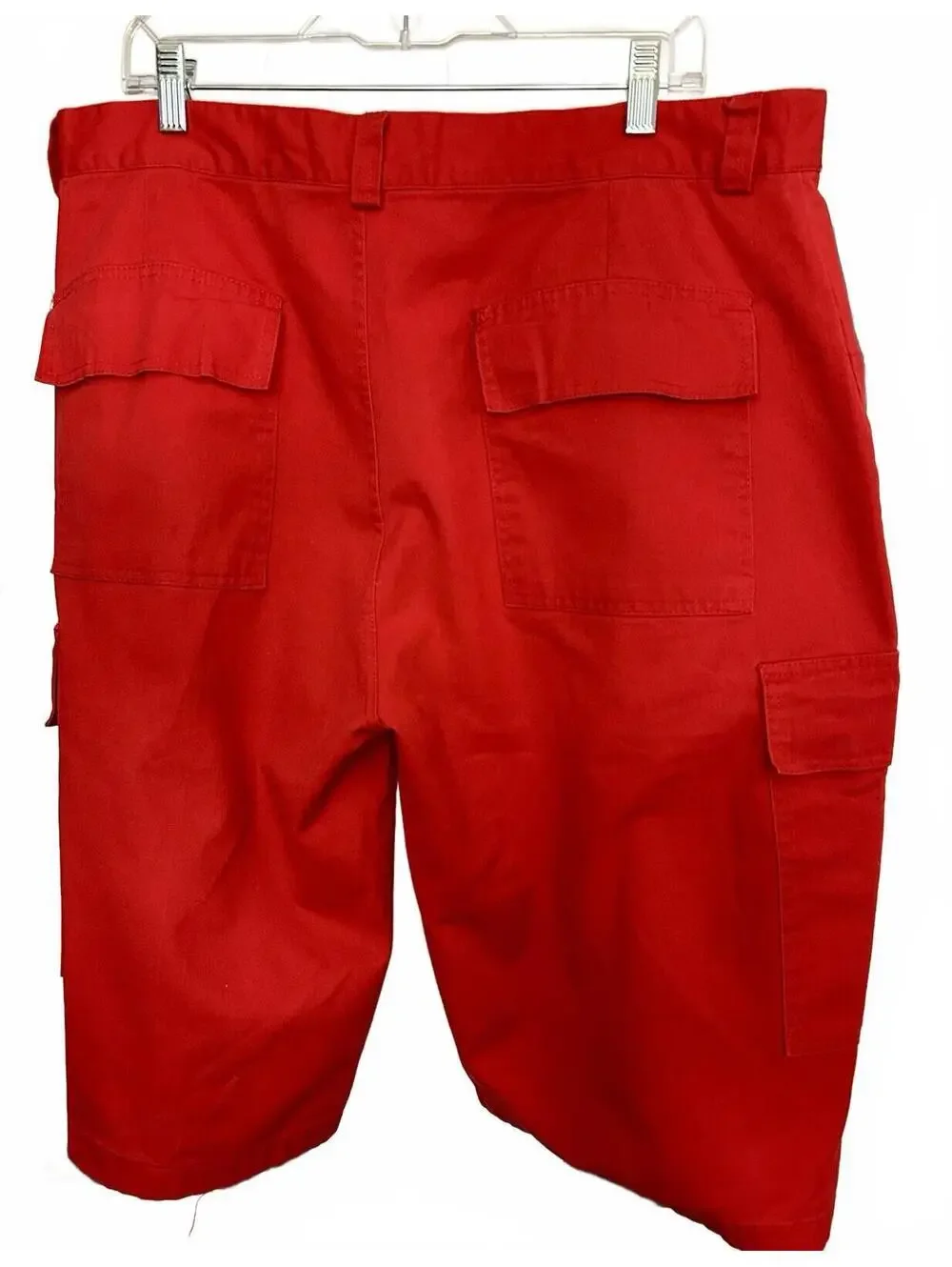 BTL Men's Red Size 40 Cargo Shorts Cotton Blend Button Pockets Utility Workwear
